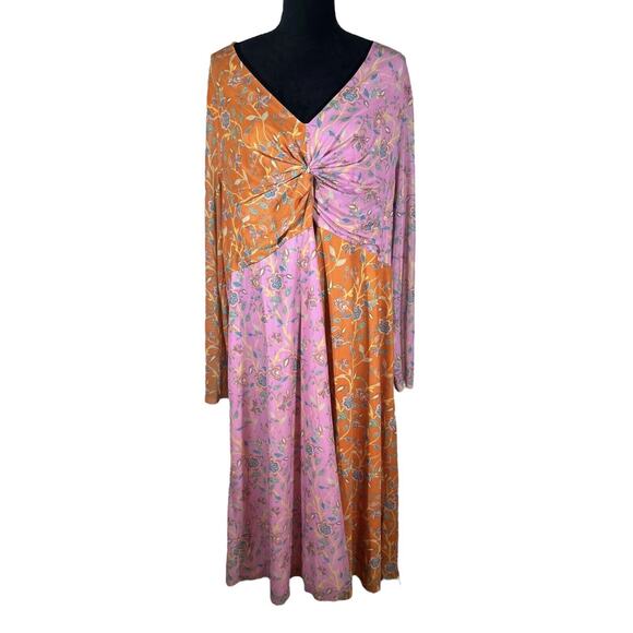 Rachel Antonoff Olivia Mesh Midi Dress Long Sleeve V-Neck Twist Front Size 26 - Picture 5 of 13